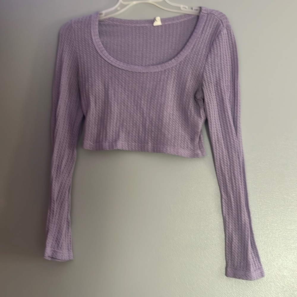 Purple Long Sleeve Crop Top